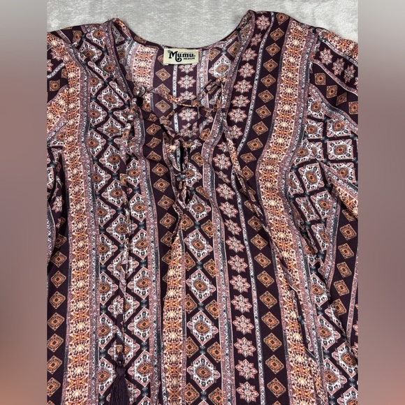 Show Me Your MuMu Lightning Bird Tunic Floral Boho Striped Lace Up Mini Dress M - Picture 4 of 16